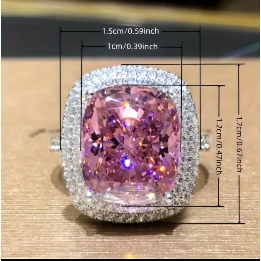 Pink Diamond Princess Cut Ring - Picture 5 of 12